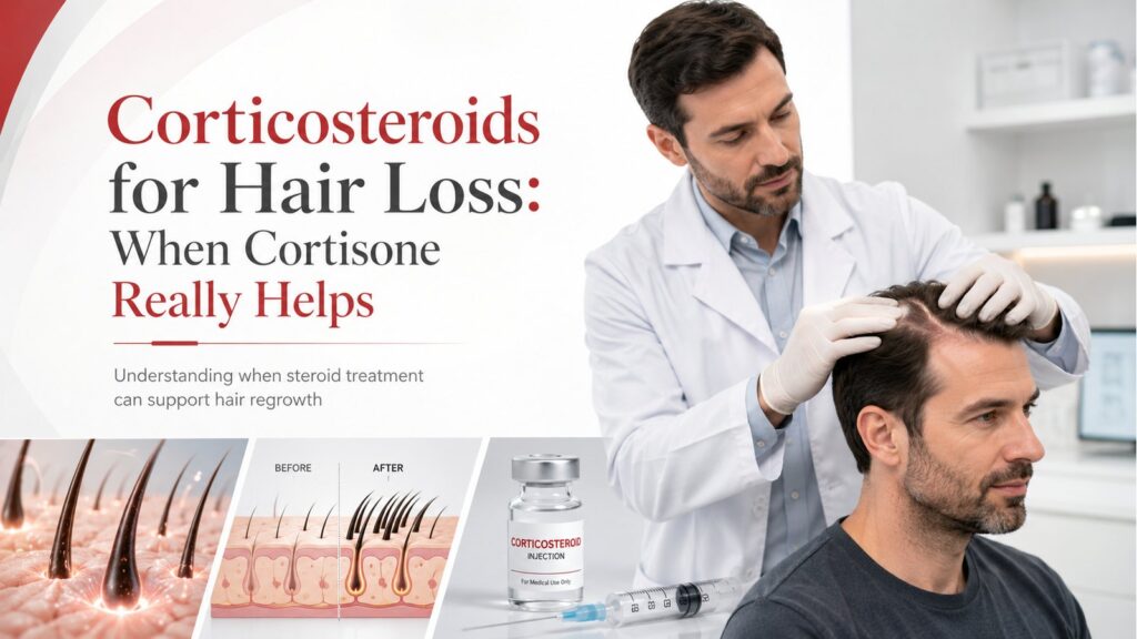 Corticosteroids for hair loss treatment and cortisone hair regrowth guide at Beauty Up Aesthetics Lahore