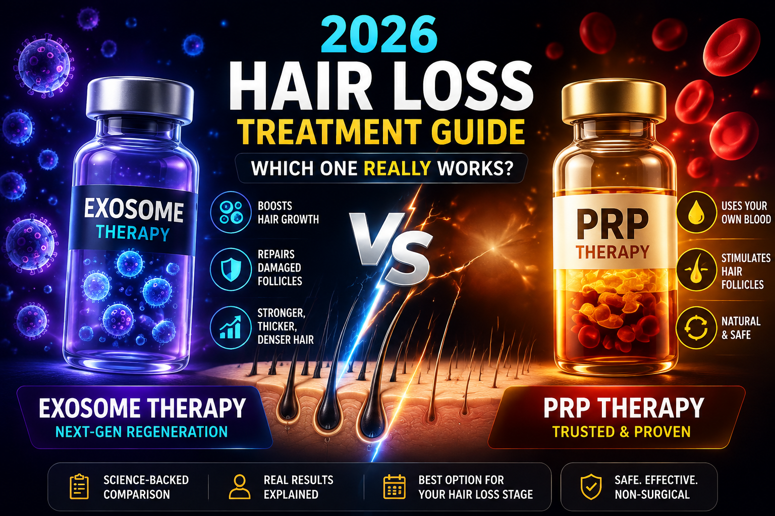 PRP vs Exosomes for hair loss treatment in Lahore